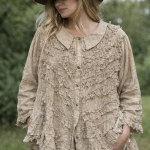 Magnolia Pearl Linen Ruffle Jacket